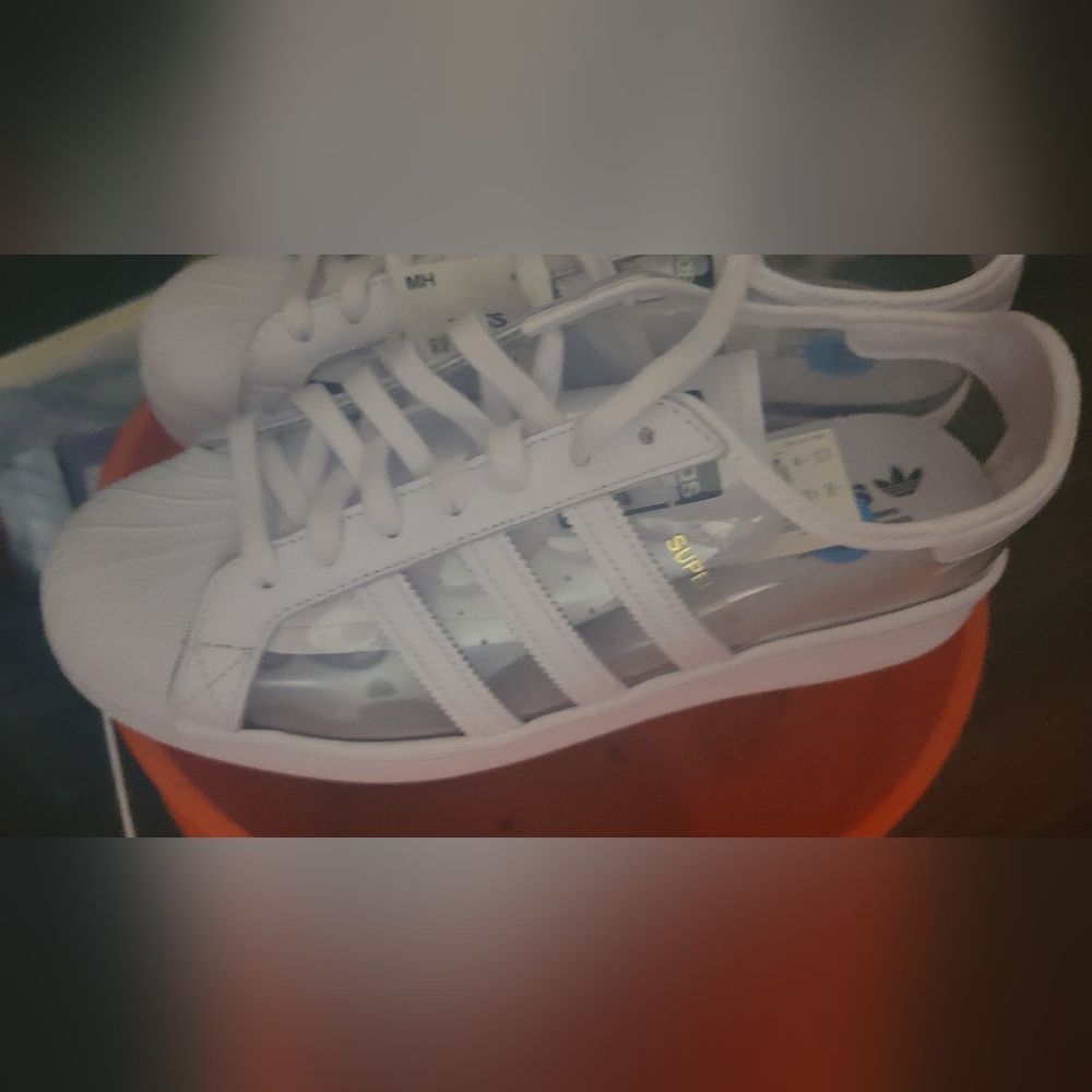Mens Adidas Superstar Translucent Clear 3 Stripes Adidas Mask size 91/2